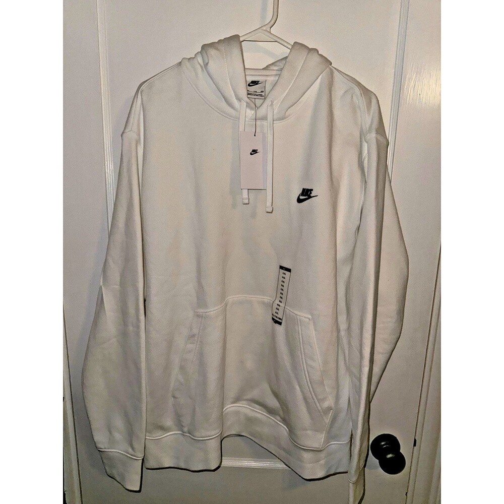Nike Sweatshirt Mens 2XL White Futura Sportswear Club Fleece Hoodie Sweater